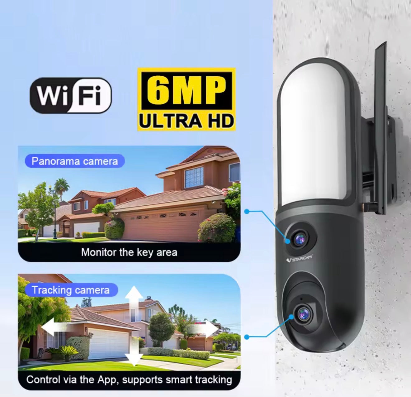 Flood light Camera Dual Wifi 6MP
