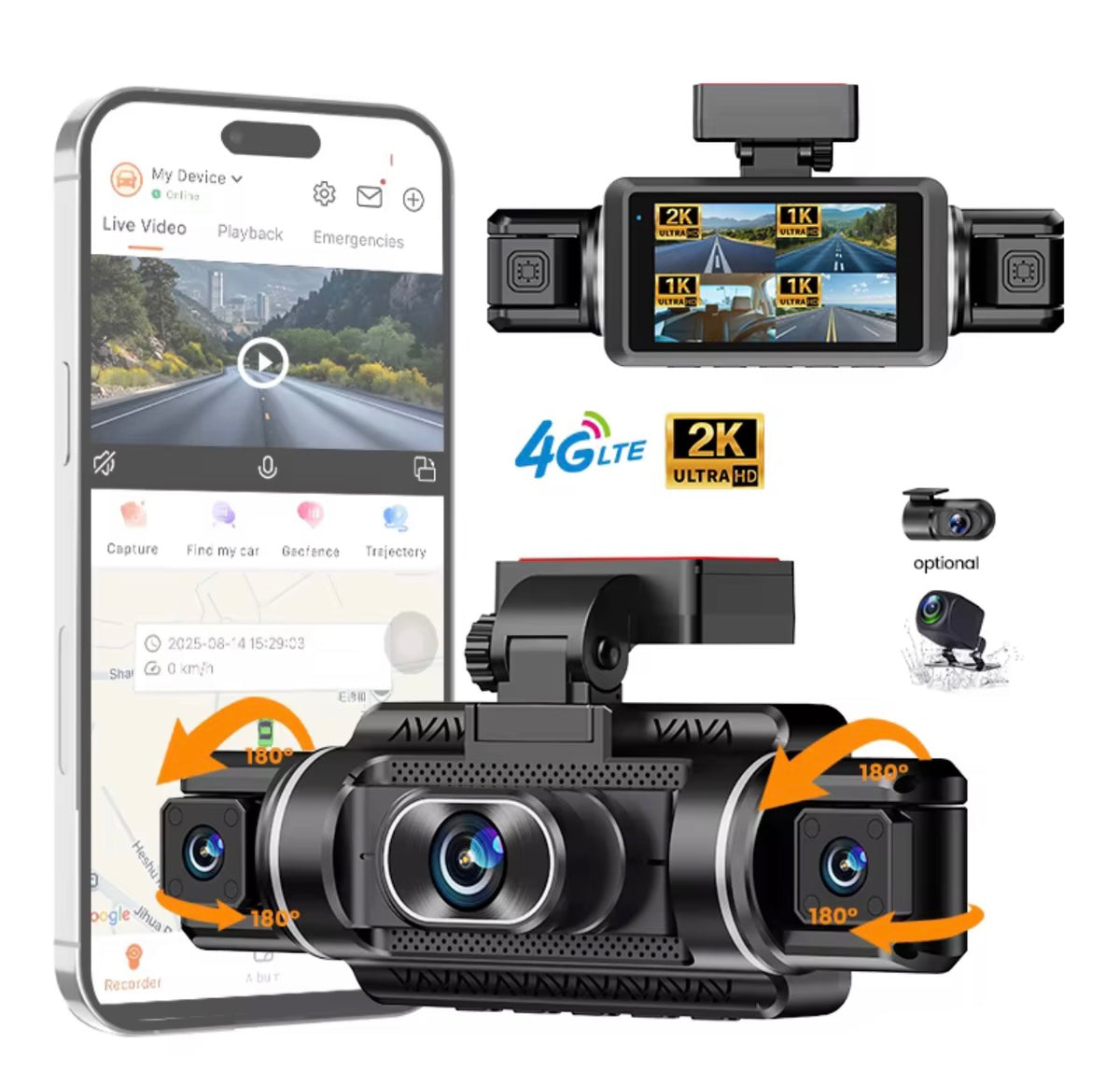 4 Channel Dash Cam 4G