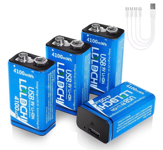 Rechargeable Battery 9V 4100mWh {pack of 2}